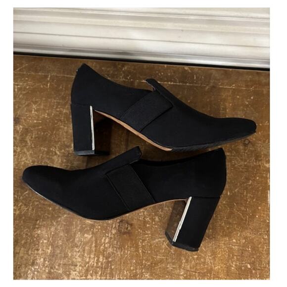 Donald J Pliner Women 7.5 Clem Ankle Booties Block Heel Black Shoe Slip On - Picture 4 of 8